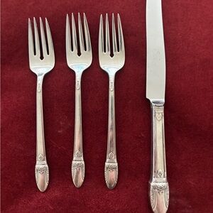 1847 Rogers Bros IS Silver Dessert Set 3 forks and 1 knife